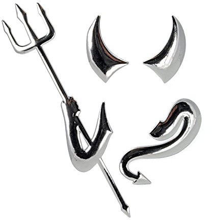 Incutex Autosticker Autoaufkleber Teufel Auto Logo car Sticker Devil Tuning, Silber