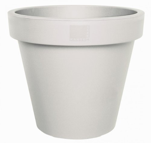 E&K Übertopf Pflanztopf Blumentopf aus Kunststoff Ecken und Kanten, Farbe:cremeweiß;Durchmesser:35 cm