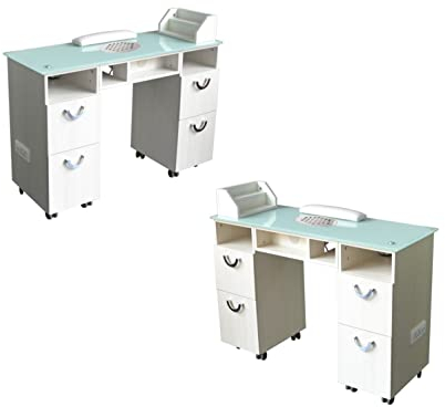 POLIRONESHOP CRETA - Table de Travail Professionnelle pour Reconstruction d'Ongles et Manucure, Design Pratique et Confortable (Crème)