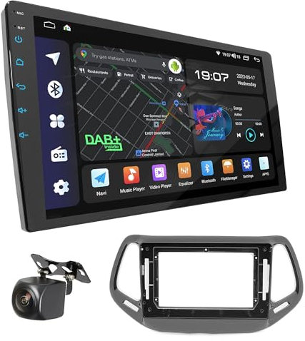 UGAR Kompatibel für Jeep Compass 2017+ 10 Zoll Android 13 DSP 8GB+128GB Autoradio HD Voll-Touchscreen GPS-Navigation