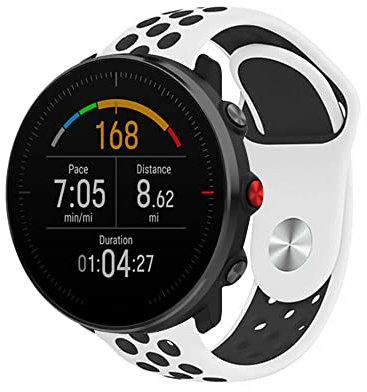 Strap-it Silikon Sportarmband - kompatibel mit - Polar Vantage M - Armband - Wei?/Schwarz - fur Grit X - Grit X Pro - Vantage V3 - Vantage M2