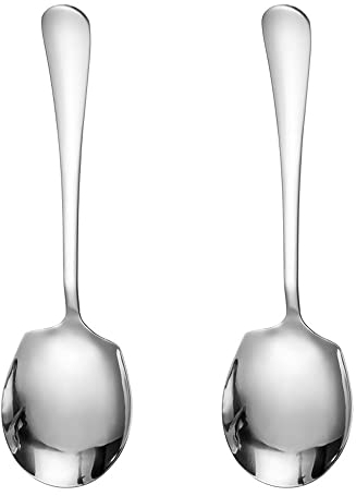 2 cucchiai da portata in acciaio inox grandi a buffet in acciaio inox cucchiai da portata argento con manico lungo per cucina, ristorante e banchetti