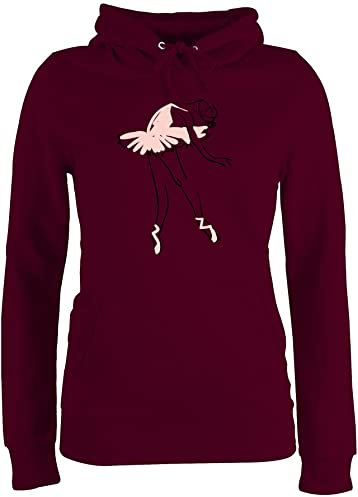 Pullover Damen Hoodie Frauen - Tanzen Geschenk - Balletttänzerin Ballerina - M - Burgundrot - ballet sweater dance balett hoodies ballettkleidung tanz ballett polover geschenke tänzer figur pulli