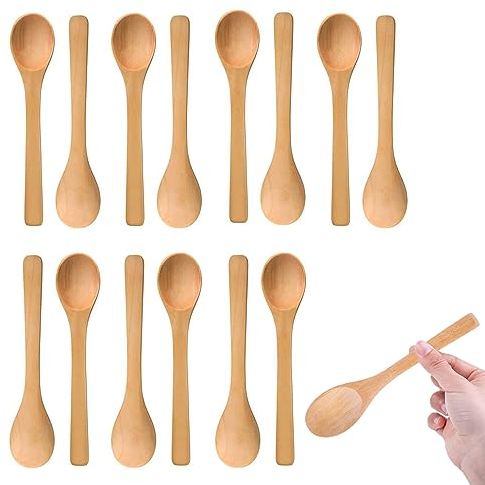 12pcs Mini Wooden Spoons,Small Handmade Wooden Spoon Natural Wooden Spoon Wooden Mixing Spoon for Honey Teaspoon Coffee Tea Jam Mustard Ice Cream Spoons Wooden Cutlery Jar Wedding Party