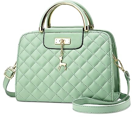 DIRRONA Damen Mode Umhängetasche Casual Reisen Crossbody Bag Pu Leder Party Arbeiten Dating Handtasche Shopper Umhängetasche Schultertasche Für Frauen Mit Niedlich Hirschanhänger Grün