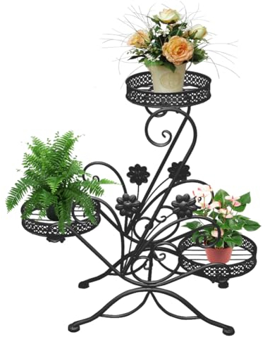 Cre Cra Étagère pour plantes d'intérieur, 3 Niveaux Support Plantes Interieur, Support fleur,etagere de Fleurs metal,Étagère pour Pots de Fleurs,etagere à plantes balcon,porte plante fer forgé