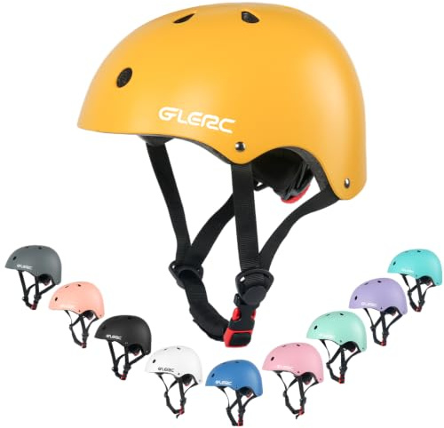 Glerc Kinder Fahrradhelm für Jungen und Mädchen ab 8 Jahren, Kinder Fahrrad Zubehör, stoß- und schlagfester Fahrradhelm für Kinder,M,Gelb