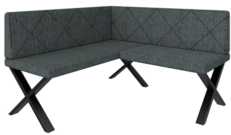 FURNISTAR Eckbank Akiko Metal X - Eckbankgruppe für Ihrem Esszimmer, Küche modern, Sitzecke, Essecke. Perfekt für Küche, Büro und Rezeption. Solide und Starke Verarbeitung. (130x130-Inari96)
