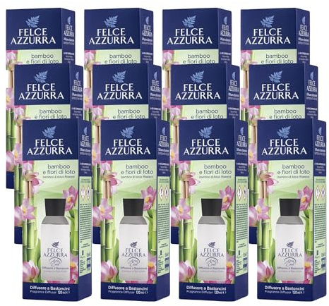 Felce Azzurra Diffusore Ambiente a Bastoncini, Fragranza Bamboo e Fiori di Loto, Formato 120 ml (12 unità)