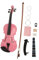 Akustische Violine, Anfänger-Starter-Set mit Box, Kolophonium, Schulterstütze, Mixer, Saite, Bogen, Griffbrett, Aufkleber für Freunde oder Familie (Rosa)