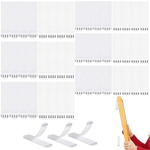 24 Pairs (48 Pcs) Adhesive Picture Hanging Strips, Heavy Duty Hook Loop Mounting Tape Damage Free Adhesive Picture Hangers for Picture Frame Glass Metal Mirrors Hanging and Christmas Decorations