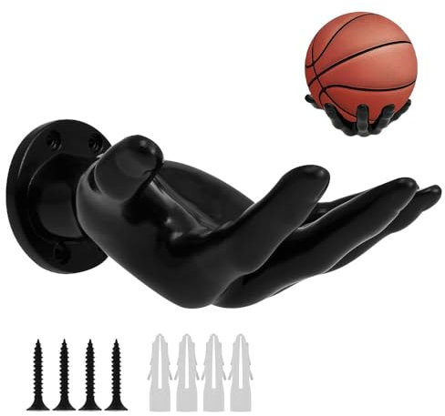 Support Ballon Basket, XPJBKC Support Mural Ballon la Main, Porte Ballon Basket la Main avec 4 vis et Goupilles en Plastique, Support Mural Main pour Ballon Basket Foot Clés écouteurs Savon,Sûr Stable