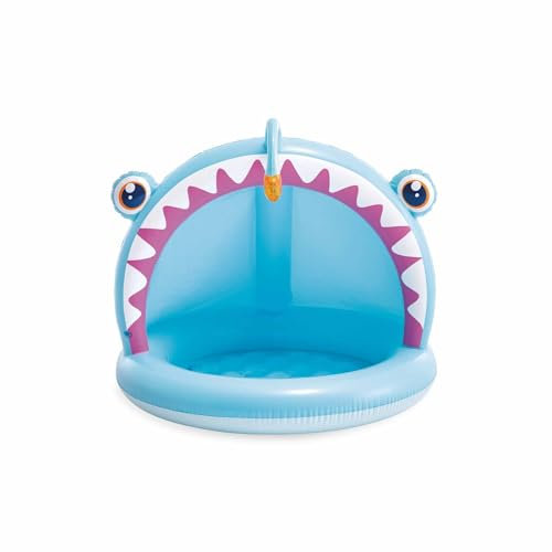 Intex Piscina Infantil Hinchable Angler Fish, 127x102x86 cm, con Parasol, Suelo Acolchado, Diseño de pez abisal en 3D, Capacidad 45 L, para niños 1-3 años, Vinilo Resistente (58400)