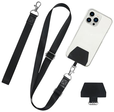 flintronic Mobile Phone Lanyard, 2PCS Lanyard, Neck Strap and Wrist Tether Lasso with 4 PCS Patches, Adjustable Universal Cell Phone Cord Strap, Compatible with most Cases