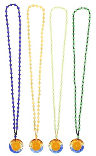 TOGEVAL 4 Pièces pendentif en verre de transfert chaîne de cou perlée pendentif amulette pendentif perle chakra bénédiction pendentif perlé bouddhiste pendentif jeton bouddhiste un verre