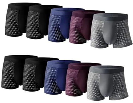 SWZEC Boxhero Underwear Boxer en Fibre DE Bambou | BOXHERO(4xNoir+2xBleu+2xGris+2xRouge,XX_l)
