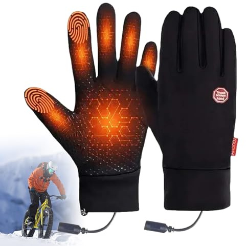 USB Electric Heated Gloves, Winter Warm Heated Gloves for Men Women, Rechargeable Hand Warmers Gloves, Non-Slip Touchscreen Heating Gloves, for Skiing Hiking Travelling Cycling Xmas Gift