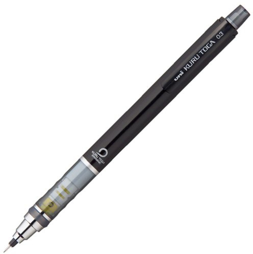 uni Kuru Toga Druckbleistift, Standardmodell, 0,3 mm, Schwarz (M34501P.24)