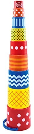 Gowi 453-42 Pyramide Retro, 9-teilig, Stapel- und Steckspielzeug