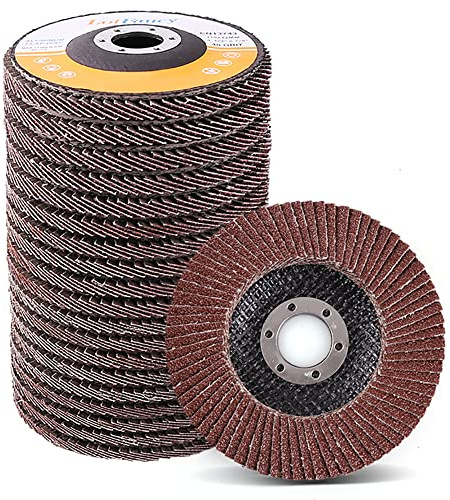 LotFancy 20PCS Flap Discs 4 1/2 for Angle Grinder, 40 60 80 120 Grit Sanding Disc, 4.5 x 7/8 Inch Grinding Wheels Welding Tools, Aluminum Oxide Abrasive, Type 27