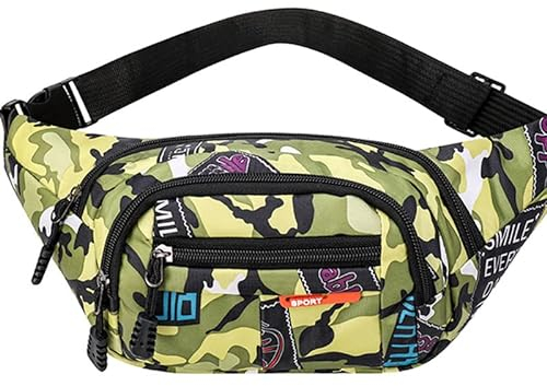 Gürteltasche,Camo Wasserdicht Bauchtasche Camouflage Hüfttasche Nylon Geldgürtel für Männer Kinder Jungen Laufen Wandern Reisen Sport 13,65 * 4,68 Zoll