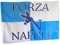 Bandiera del Napoli 90x150cm con Passante per Asta - Bandiera con scritta Forza Napoli - Per Tifoseria di Calcio