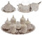 6 PC Stunning Crystal Turkish Tea Set -6 Porcelain Cups, 6 Saucers, 6 Ottoman Lids, Sugar Bowl & Tray -Artisan Turkish Coffee Glasses, Wedding Gift, Celebrations (6 Silver Crystal Cups)