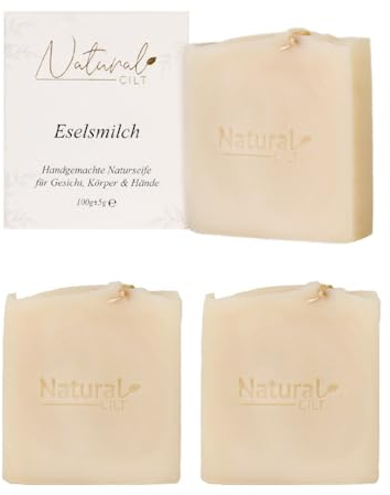 3x Natural Cilt Eselsmilch Seife - 100% Naturseife - ohne bedenkliche Inhaltsstoffe - Zertifiziert - Handgemacht - Duschseife für alle Hauttypen - Duschgel - Naturkostmetik