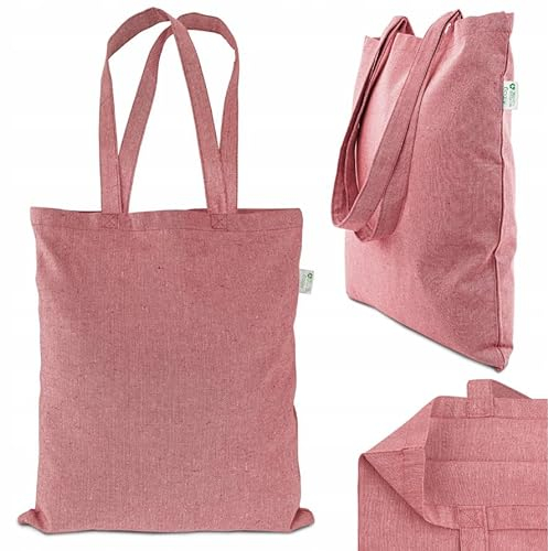 AllBags Baumwolltasche 380 x 420 mm mit langen Griffen 70 cm, Einkaufstasche, Alltagstasche, arbeitstasche damen, strapazierfähige stofftasche kindergarten, jutebeutel (10 er-Pack, Rot-Melange)