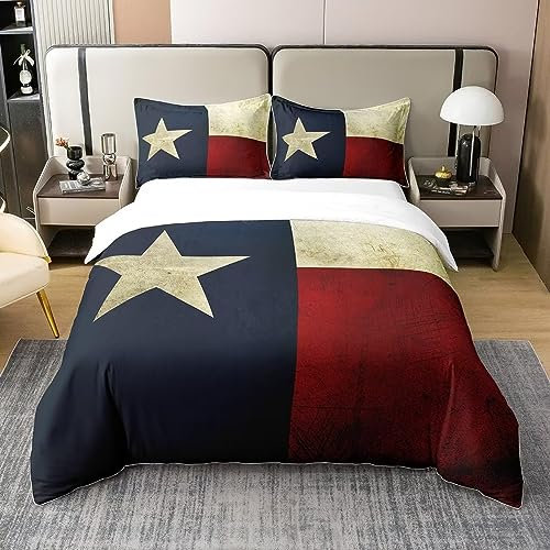 LoCzek Fahne Bettwäsche 155x220 Usa Bettbezug 155x220 3 teilig Set, Mikrofaser Bettwäsche Set und Kissenbezug 80x80, Weiche Atmungsaktive Bettwäsche-Sets mit Reißverschluss