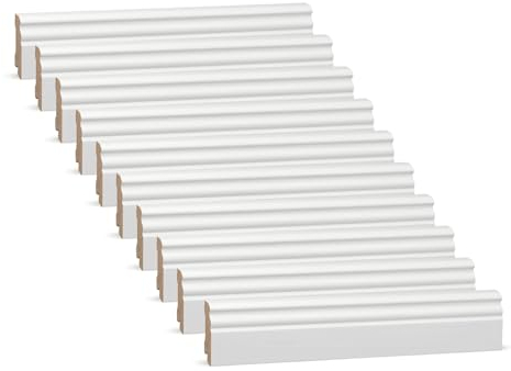 Vorteilspack KGM Hamburger Sockelleiste Altberliner Profil - Weiß lackierte Fußbodenleiste aus Kiefer Massivholz - Maße: 2400 x 18 x 58 mm - 10 Stück / 24M