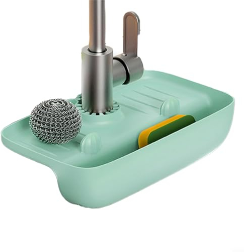 Lioaeust Escurridor de silicona, tapete de silicona para grifo de cocina para fregadero, escurridor de platos plegable para cocina, fregadero de lavabo (azul)