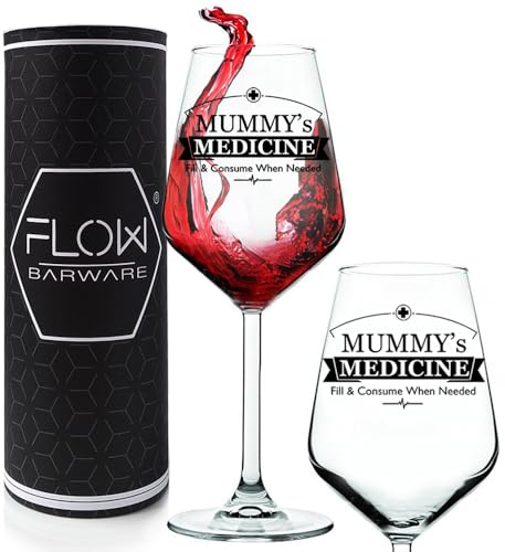 Flow Barware Wine Gifts for Mum Mummy's Wine Glass | Fun Novelty Drinking Glass Gift for Mum's/Women | Mum Birthday Gifts Set Or Mothers Day Present