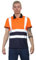 Grunge Wear® Hi Viz High Visibility Short Sleeve Polo Shirts - Men's Reflective Tape Safety Hi Vis Security Workwear T-Shirt Tops (Orange Navy, Large)