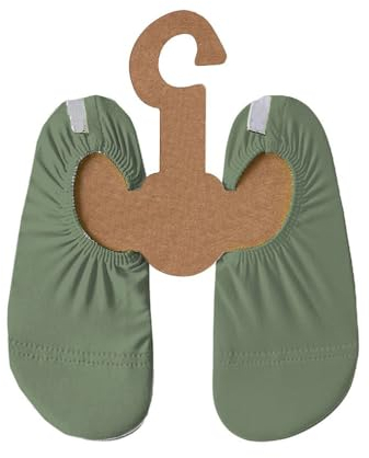 Slipstop Kinder Strandschuhe Anti Rutsch Ballett Schuhe Schwimmschuhe Urlaub Badeschuhe Pool Unisex grün Basil Junior, Größe 21-23