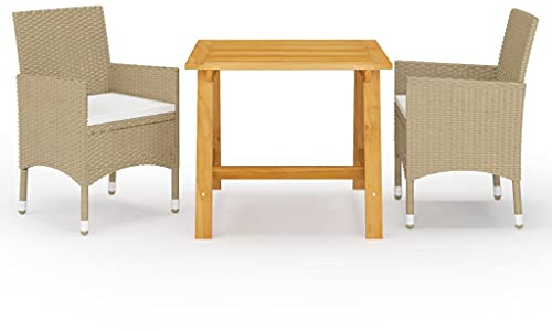 KTHLBRH Terassenmöbel Außen Garten möbel Outdoor lounge3-tlg. Garten-Essgruppe Beige
