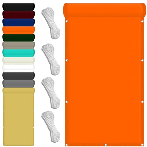 Rechteck Sonnenschutz Garten Balkon 120 x 350 cm Wasserdicht Quadratisch Sonnensegel Rechteckig Uv-Schutz-Polyestergewebe mit Seil Beschattungsnetz für Pool Schwimmbad Und Gewächshaus, Orange