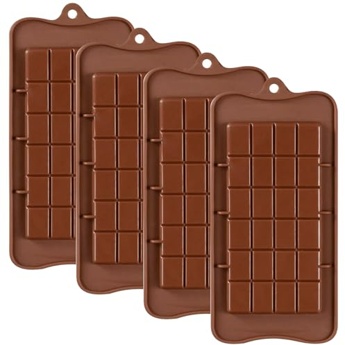 YXHZVON 4 Piezasmolde Chocolate Silicona, Molde Tableta Chocolate,Antiadherente Molde de Chocolate, Moldes para Chocolates,Molde Para Barra De Chocolate,DIY Barra De Chocolate,Dulces,Gofres