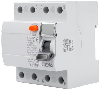 380V AC Magnetotermico differenziale 63A 30ma 4 poli Salvavita RCCB Magnetotermico 63A Interruttore magnetotermico GYL10-4P-63A-0.03A Interruzione istantanea della corrente per sicurezza.