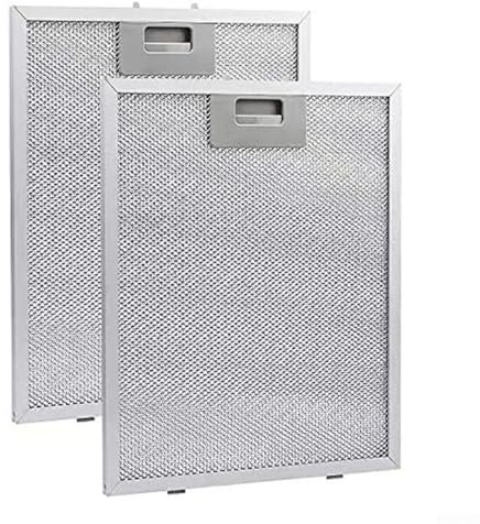 HpLive Lot de 2 filtres argentés pour hotte aspirante - 305 x 267 x 9 mm - Filtre à graisse métallique de rechange - Grille en aluminium pour hotte aspirante de cuisine