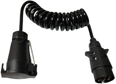 Sepzlly Cable Remorque, 7 à 7 Poliger Câble D'extension Spirale 2.0 M Caravane Rallonge Connecteur de Câblage Prise pour Systèmes Transport Remorque Bateau Remorque Tracteur Véhicules