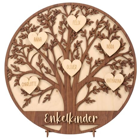 Waldviertler Geschenke ® Familien-Stammbaum aus echtem Holz – Handmade, individuell gravierbar & hochwertig verarbeitet – personalisiere jetzt Dein ganz persönliches Erinnerungsstück! (M)