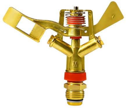 1/2 Zoll Messing Impact Sprinkler Kopf mit Düsen, 360 rotierende oszillierende Sprinkler -Langstrecken -Wassersprinkler, Hochleistungs -Wasserdrucksprinkler für Gras