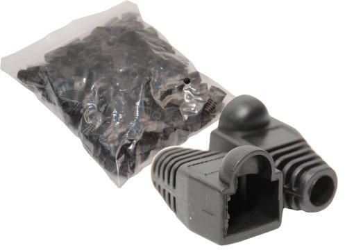 BIGtec 100 Stück RJ45 Knickschutztüllen Tüllen schwarz für Modularstecker Knickschutz Hülle für Crimpstecker RJ-45 Stecker zur Kabelkonfektion Netzwerkstecker Modular Plug Stickverbinder