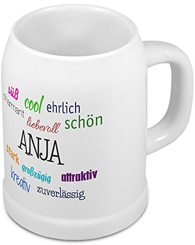 digital print Bierkrug mit Name Anja - Positive Eigenschaften von Anja - Namens-Tasse, Becher, Maßkrug, Humpen