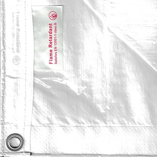 Bauzaunplane schwerentflammbar B1 1,76 x 3,41 m weiss Bauzaun Sichtschutz