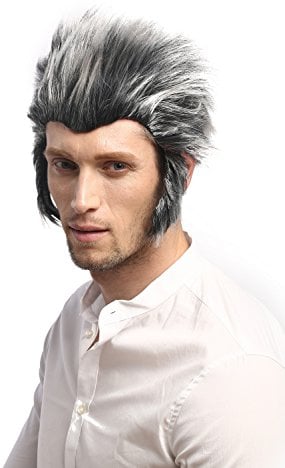 WIG ME UP - 91334-ZA63ATZA103 Perücke Herren Karneval Halloween Sturm Werwolf Wolf Wolfman Grau Schwarz Toupiert Koteletten