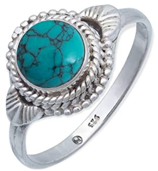 mantraroma Ring Damen Silber 925 Türkis Edelstein türkis ausgefallen verspielt