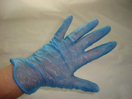 We Can Source It Ltd - Vinyl Powder Free Disposable Gloves - Box of 100 Blue Catering Gloves, Medium Size Examination Gloves