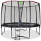 EXIT Toys PeakPro Runde Trampolin - ø366cm - Mit Sicherheitsnetz, Sprungzähler und Trampolinleiter - Reflektierender Schutzrand - Mit Fußschutzsystem - Rostfrei - Für Kinder - Schwarz